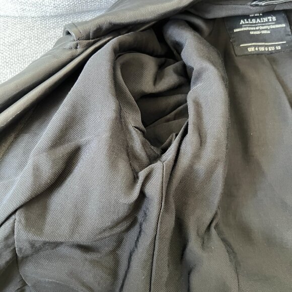 AllSaints Slim Fit Leather Biker Jacket US Size 0 - Picture 15 of 16